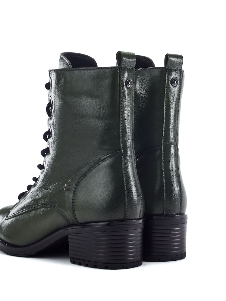 Moda in Pelle Green Bezzie Lace Up Leather Ankle Boots - Image 4 of 4 Moda in Pelle Green Bezzie Lace Up Leather Ankle Boots - Image 4 of 4