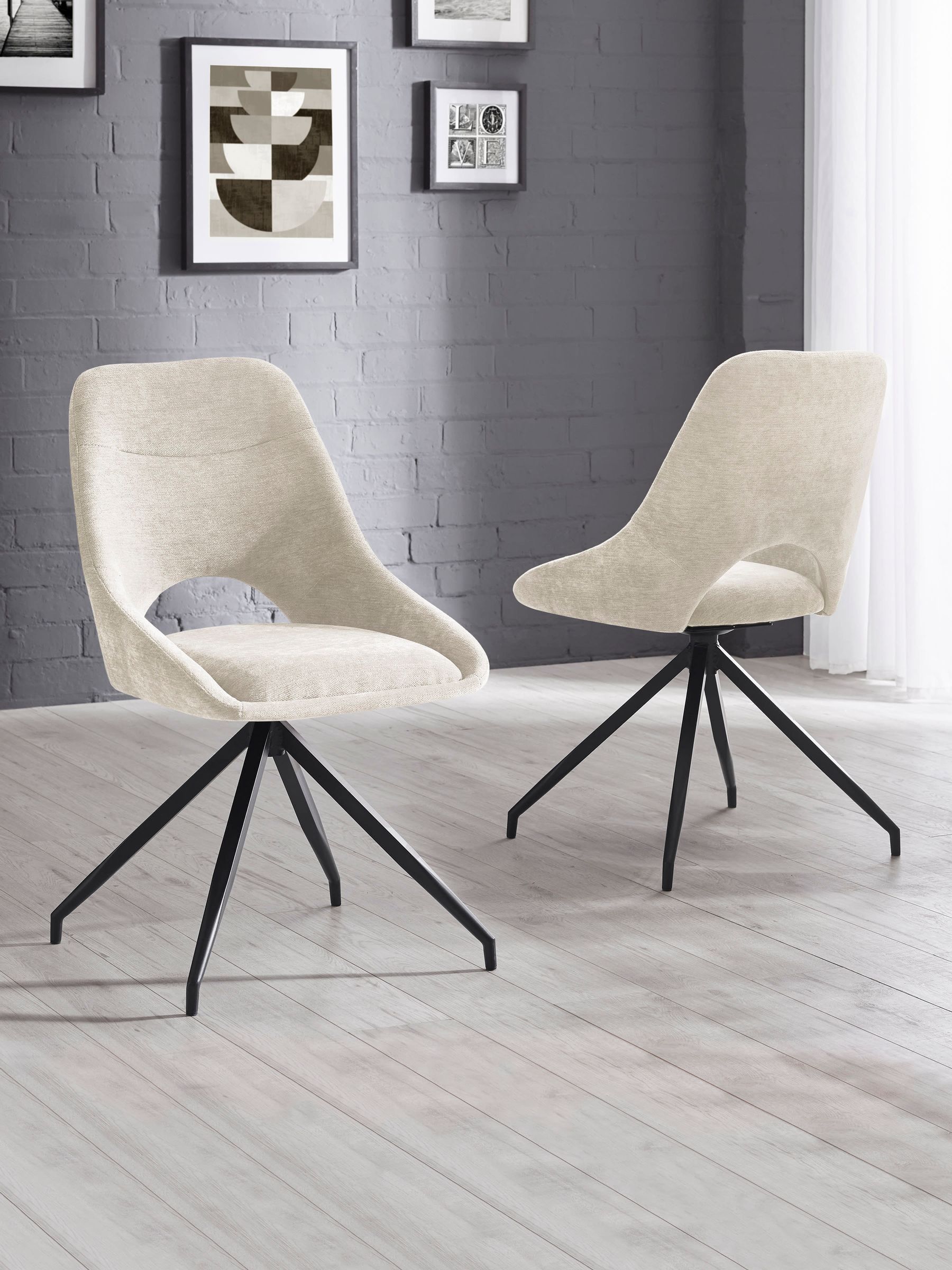 Julian Bowen Jonah Beige Fabric Set of 2 Dining Chairs - Image 6