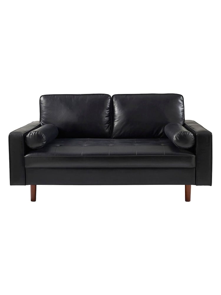 Julian Bowen Black Henley Faux Leather 3 Seater Sofa - Image 11 of 11