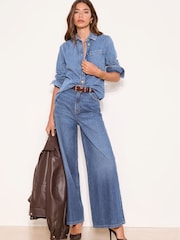 Lipsy Mid Wash Blue Utility Lightweight Denim Shirt - Image 3 of 5