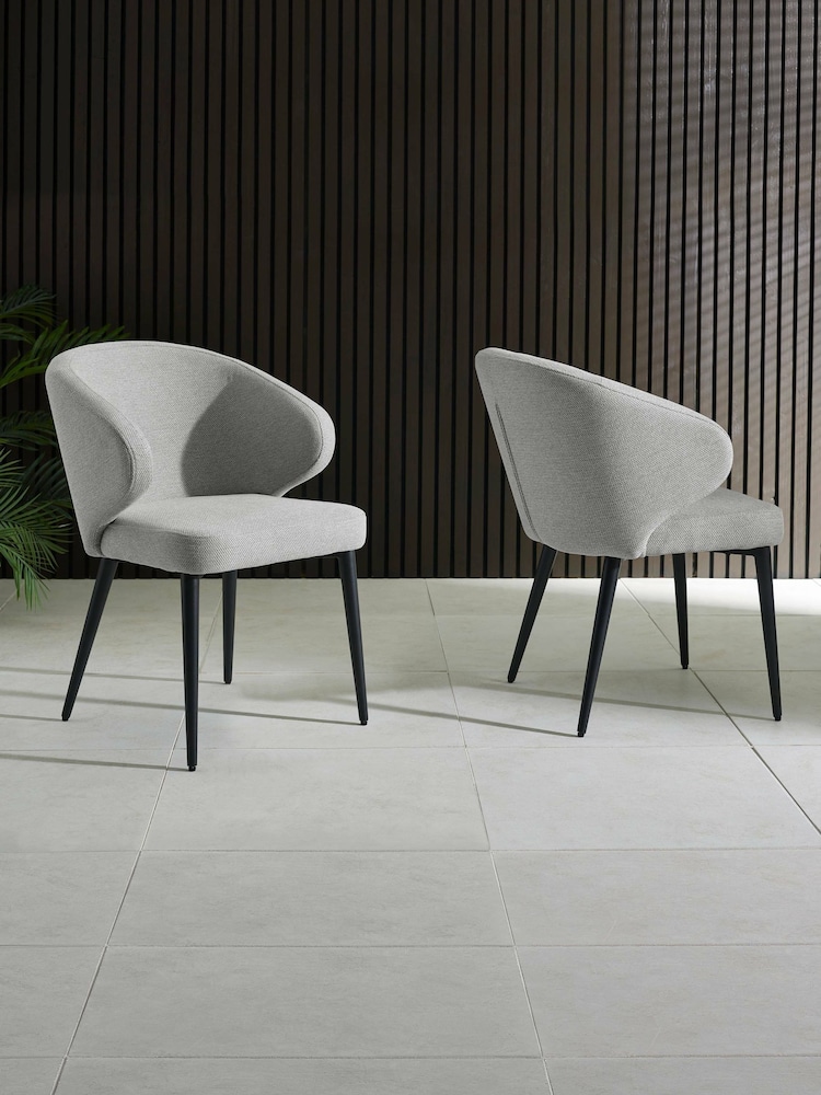 Julian Bowen Set of 2 Light Grey Marcus Dining Chairs - Image 1 of 8