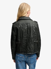 Superdry Black Leather Jacket - Image 2 of 8