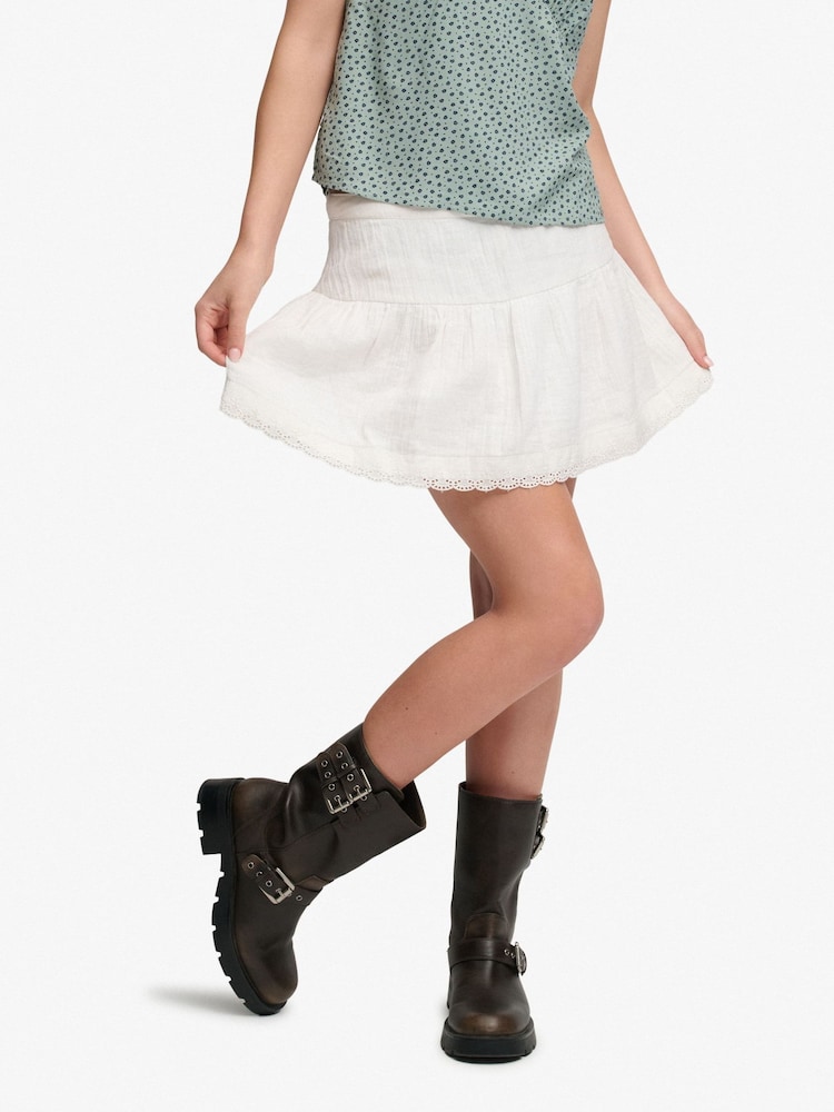 Superdry White Mini Tie Skirt - Image 1 of 5