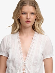 Superdry White White V-Neck Lace Blouse - Image 4 of 5