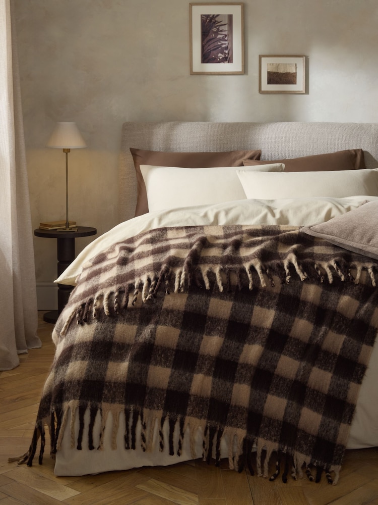 Brown Gingham Throw - Image 1 of 5 Brown Gingham Throw - Image 1 of 5