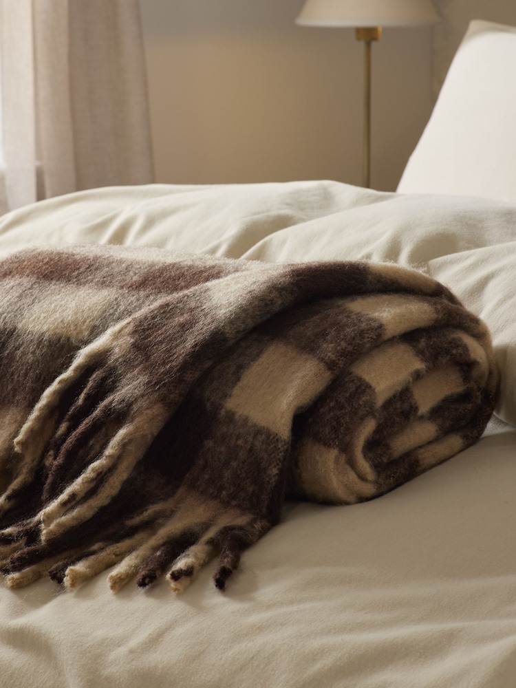 Brown Gingham Throw - Image 2 of 5 Brown Gingham Throw - Image 2 of 5
