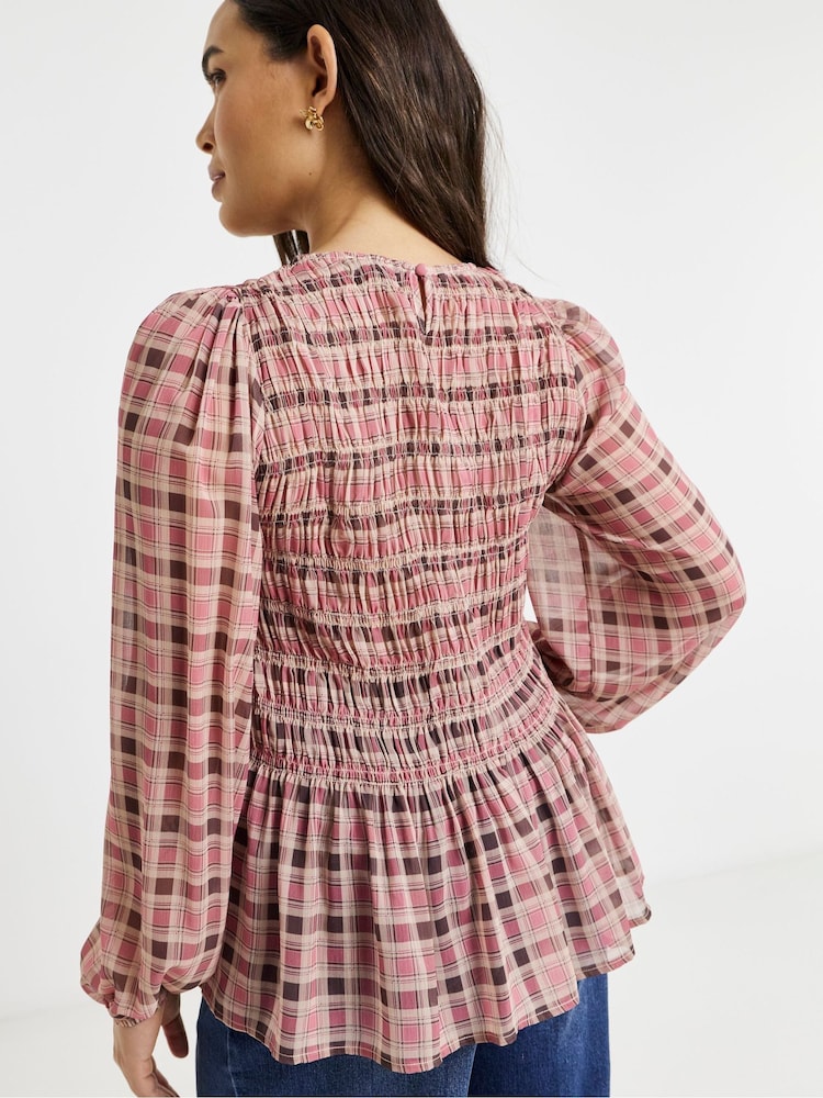 Simply Be Pink Puff Sleeve Shirred Top - Image 2 of 4 Simply Be Pink Puff Sleeve Shirred Top - Image 2 of 4