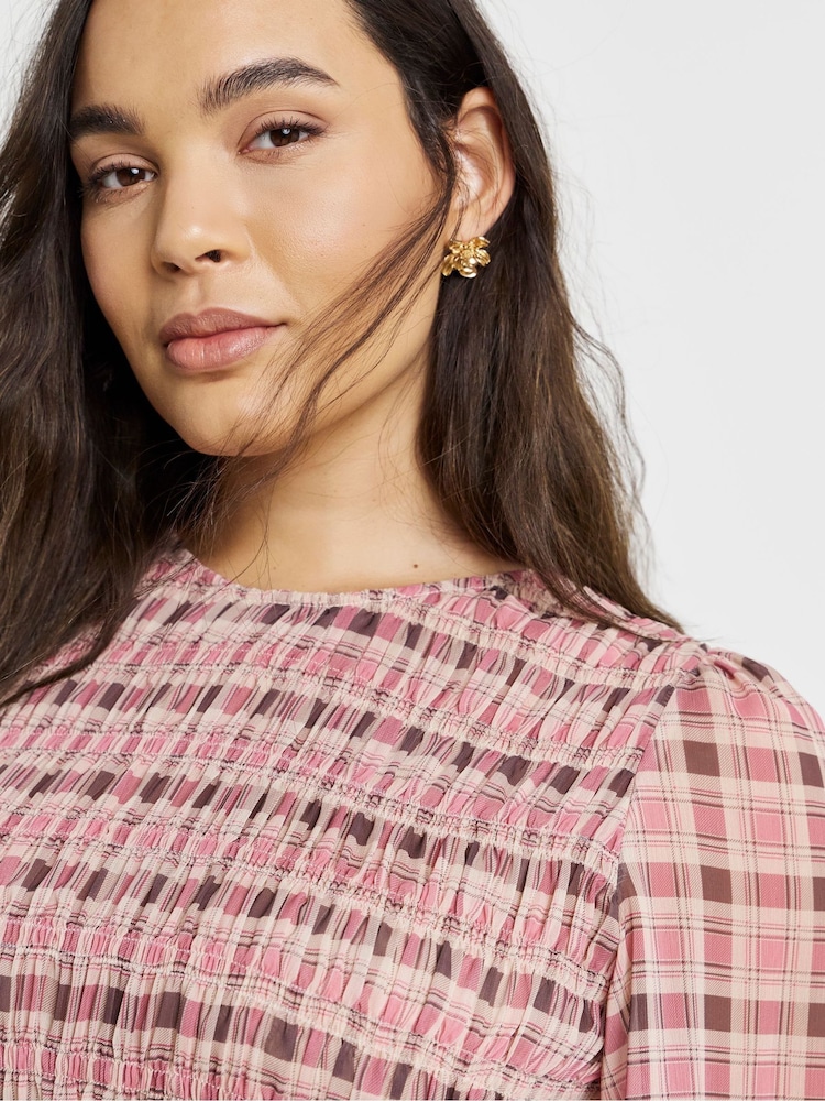 Simply Be Pink Puff Sleeve Shirred Top - Image 4 of 4 Simply Be Pink Puff Sleeve Shirred Top - Image 4 of 4