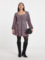 Simply Be Black Supersoft Sweetheart Neck Skater Dress - Image 1 of 4