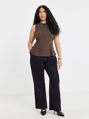 Simply Be Brown Stretch Fit And Flare Top - Image 2 of 5
