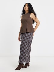 Simply Be Brown Stretch Fit And Flare Top - Image 3 of 5