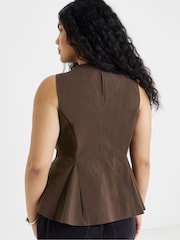 Simply Be Brown Stretch Fit And Flare Top - Image 4 of 5