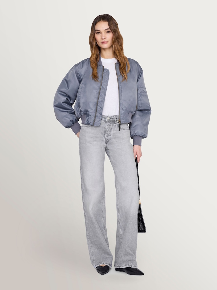 ANINE BING Grey Deep Leon Bomber Jacket - Image 1 of 5