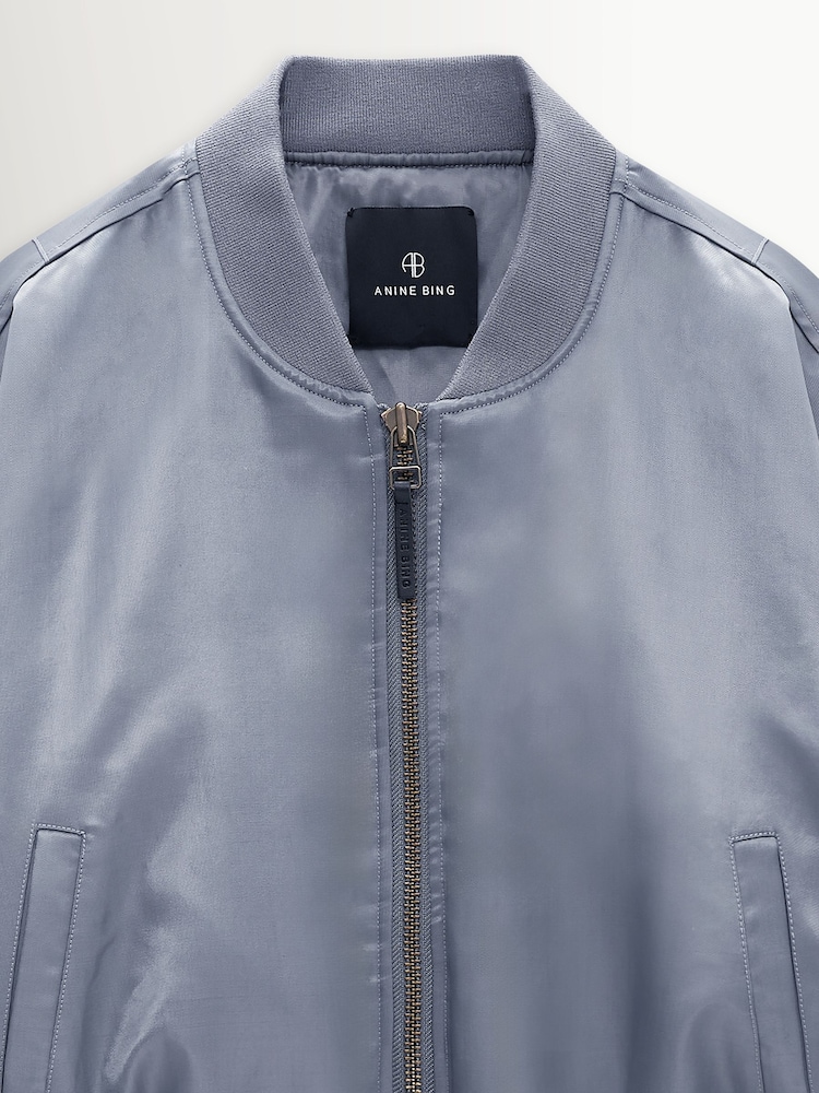 ANINE BING Grey Deep Leon Bomber Jacket - Image 5 of 5
