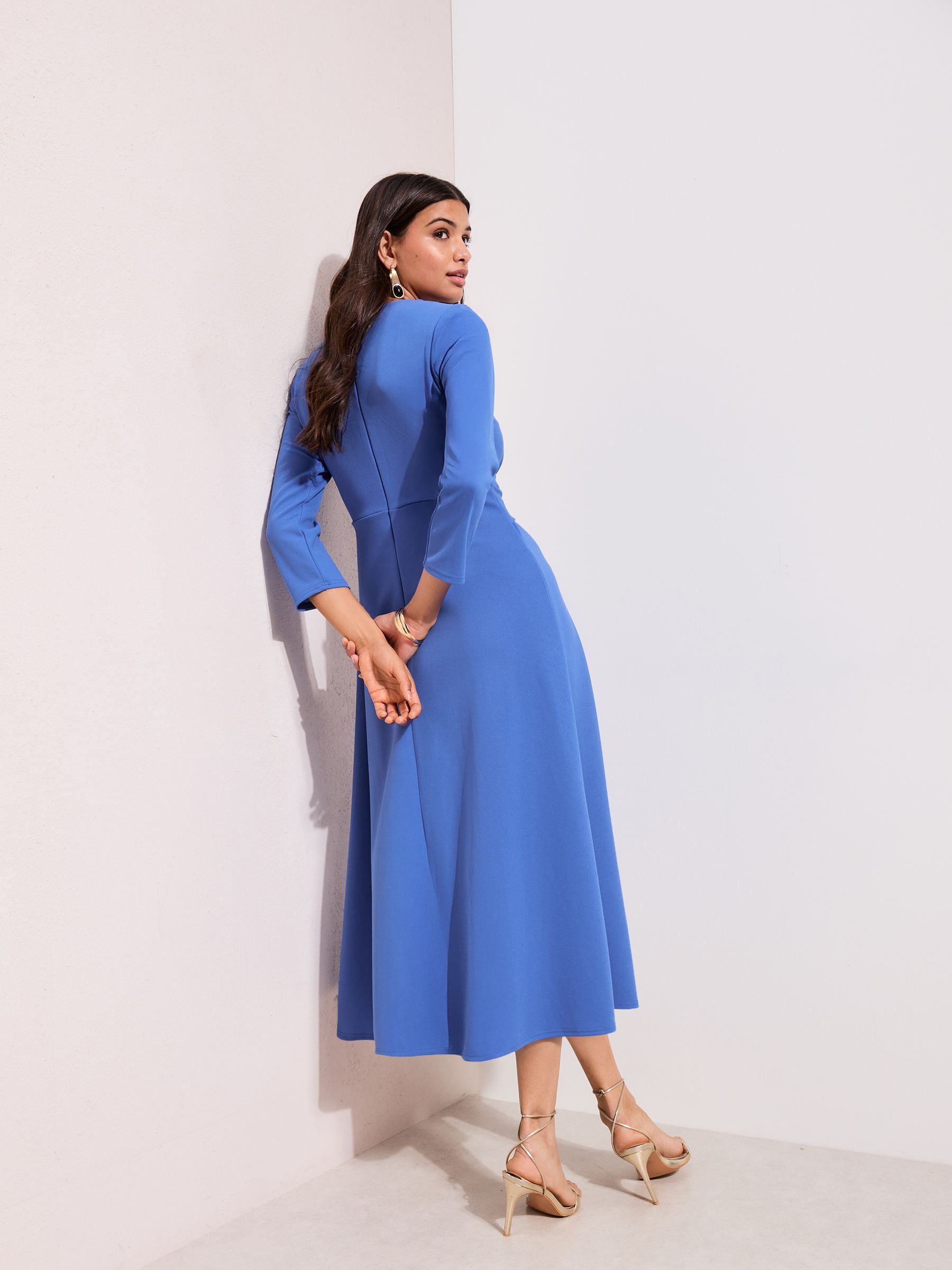 Buy Friends Like These Blue Square Buckle Fit & Flare Dress from