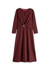 Friends Like These Berry Red Square Buckle Fit & Flare Dress - Image 1 of 2