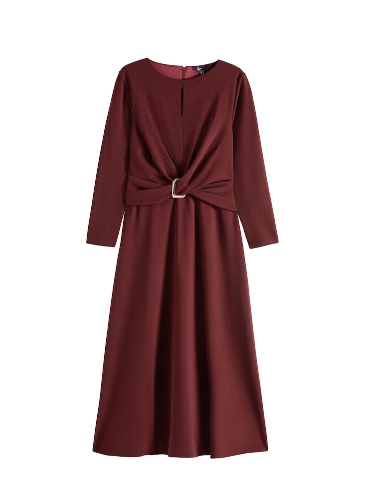 Friends Like These Berry Red Square Buckle Fit & Flare Dress - Image 1 of 2