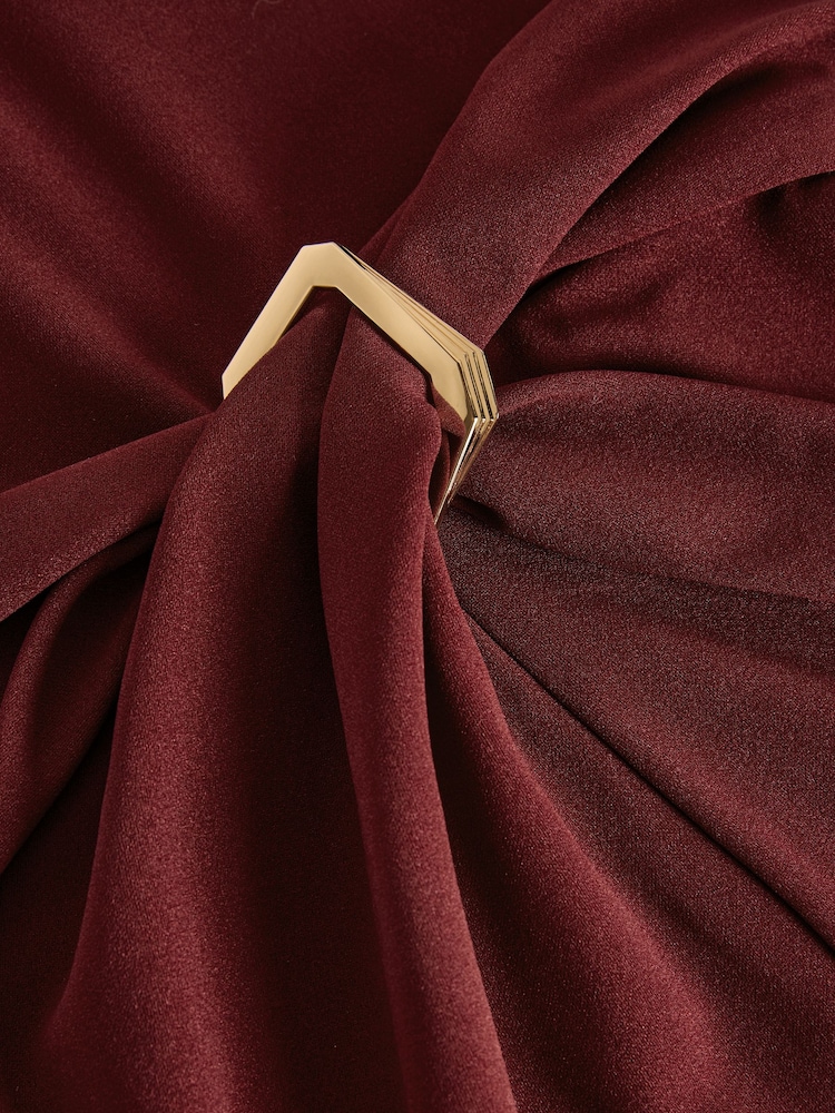 Friends Like These Berry Red Square Buckle Fit & Flare Dress - Image 2 of 2