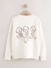 Cream Tweety Pie License Graphic Crew Neck Sweatshirt - Image 6 of 6