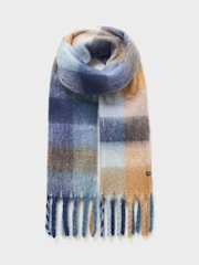 Crew Clothing Blue Brushed Check Scarf - Image 3 of 3