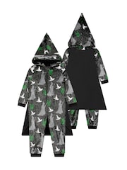 Character Black Wicked Elphaba Glitter Onesie With Detachable Cape - Image 1 of 12