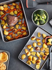 Morphy Richards Silver Grey Oven Tray and Roasting Tin Set - Image 1 of 6