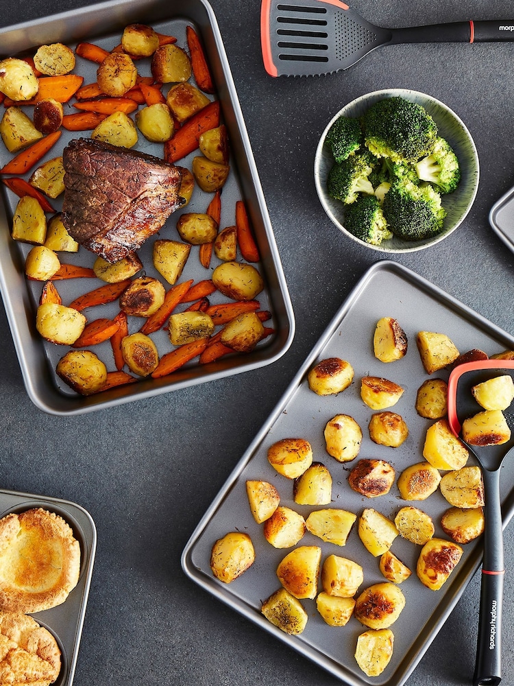 Morphy Richards Silver Grey Oven Tray and Roasting Tin Set - Image 1 of 6