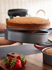 Morphy Richards Set of 2 Silver Grey Loose Base Shallow Cake Tin Set - Image 4 of 6