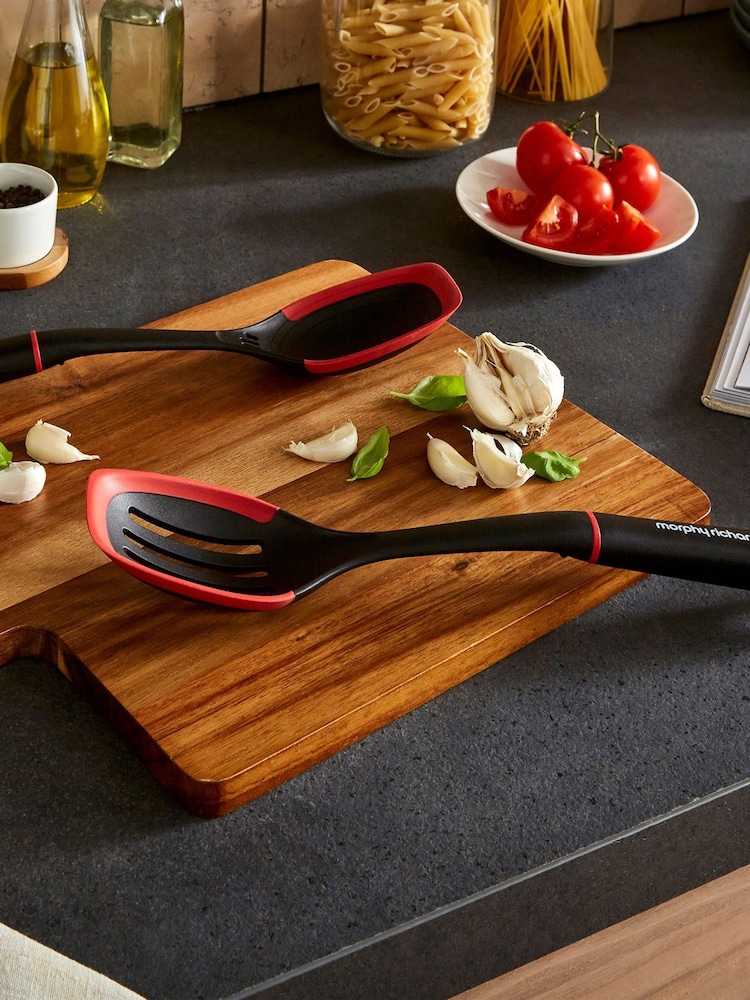 Morphy Richards Black Red Solid and Slotted Spoon Set - Image 1 of 5 Morphy Richards Black Red Solid and Slotted Spoon Set - Image 1 of 5
