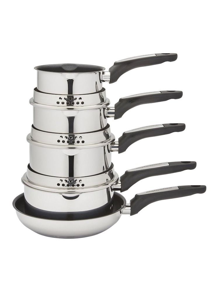 Morphy Richards 5 Piece Graphite Pouring Spout Stainless Steel Pan Set - Image 2 of 6