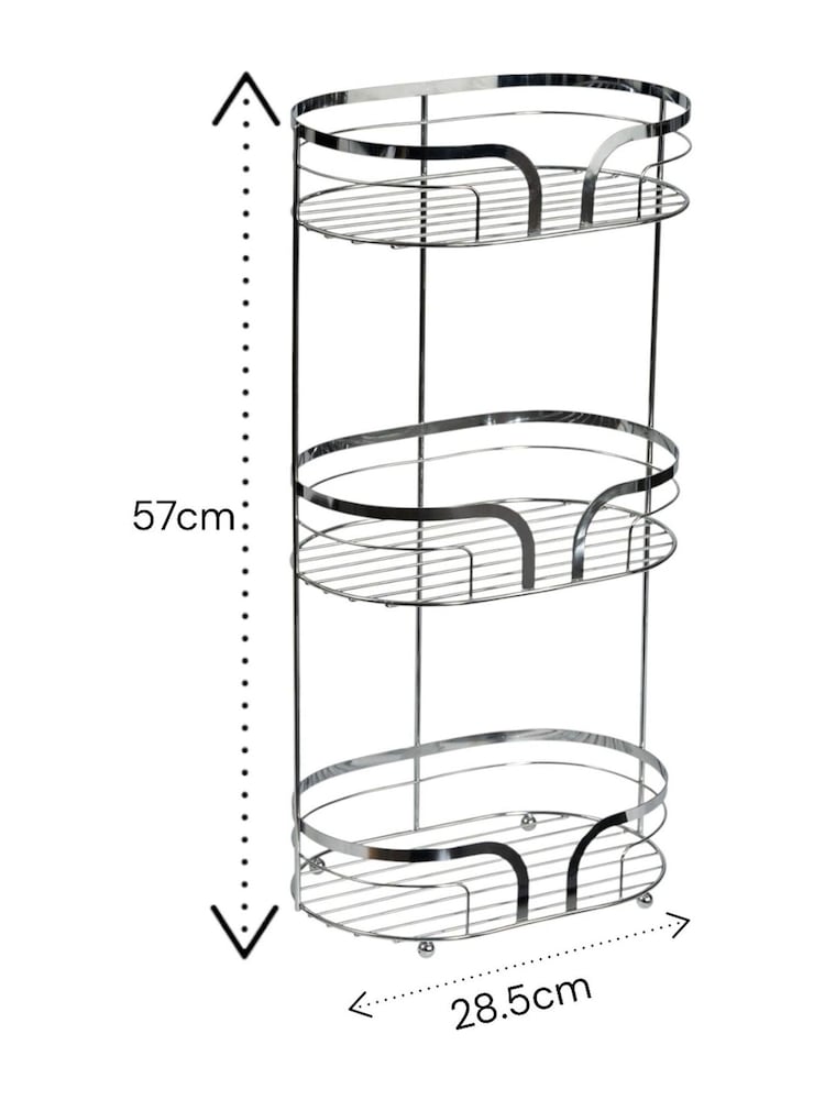 Showerdrape Chrome Dante Floor and 2 Tier Shower Caddy Set - Image 5 of 5 Showerdrape Chrome Dante Floor and 2 Tier Shower Caddy Set - Image 5 of 5