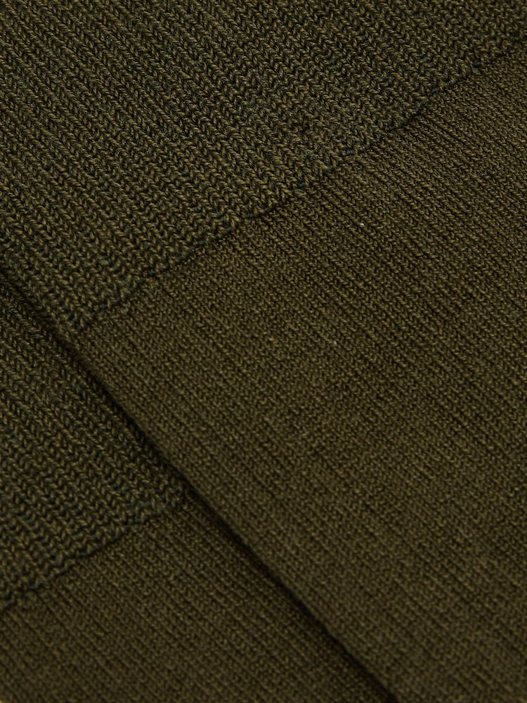Reiss Khaki Green Fela Cotton-Blend Ribbed Socks - Image 3 of 3 Reiss Khaki Green Fela Cotton-Blend Ribbed Socks - Image 3 of 3