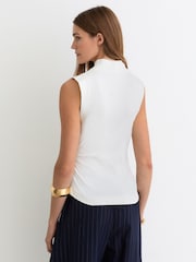Reiss White Simone Stretch-Cotton High-Neck Vest - Image 5 of 6