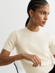 Reiss Ivory Stevie 100% Cashmere Crew Neck T-Shirt - Image 5 of 8