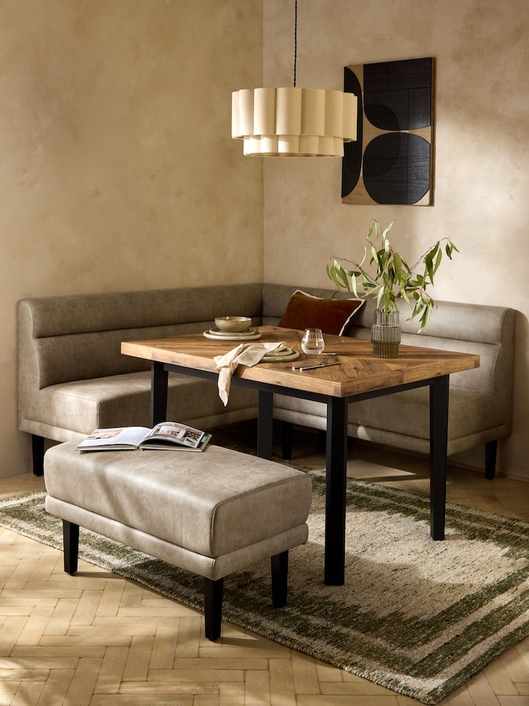 Monza Faux Leather Mink Brown Corner Bench and Dining Table Set - Image 1 of 8