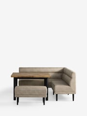 Monza Faux Leather Mink Brown Corner Bench and Dining Table Set - Image 7 of 8
