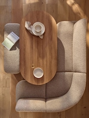 Tweedy Boucle Natural Mink Nomad Right Hand Corner Dining Table and Bench Set - Image 2 of 2