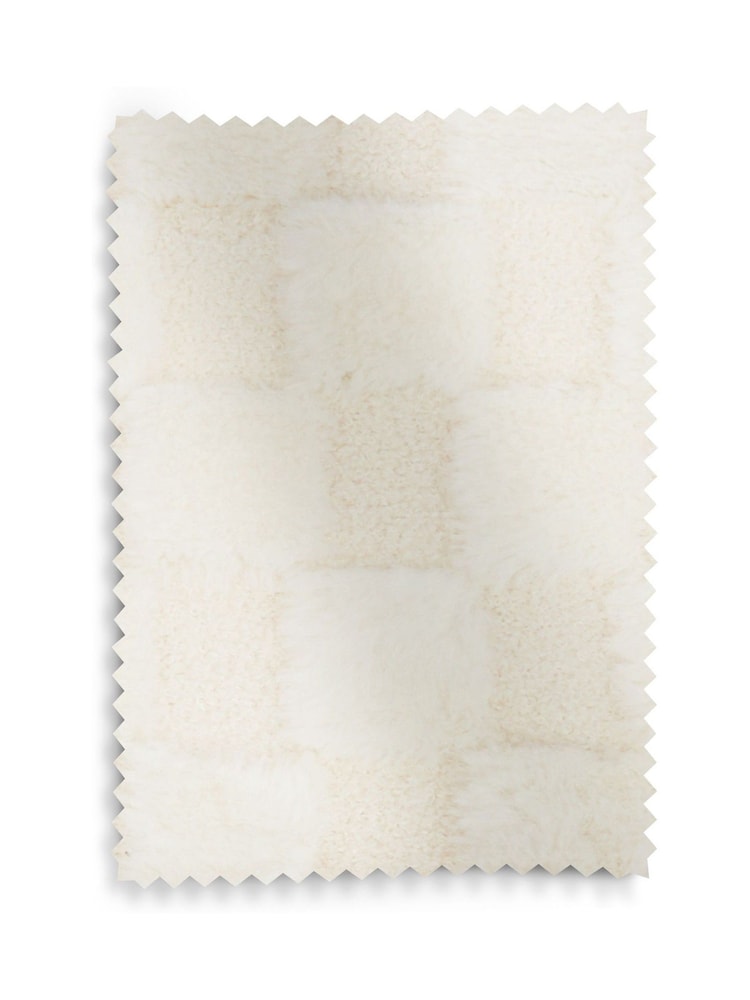 Fur Checkerboard Oyster Natural Ashton Upholstered Large Storage Stool - Image 10 of 10