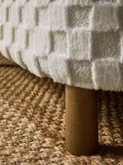 Fur Checkerboard Oyster Natural Ashton Upholstered Large Storage Stool - Image 6 of 10