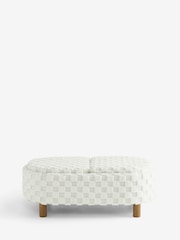 Fur Checkerboard Oyster Natural Ashton Upholstered Large Storage Stool - Image 7 of 10