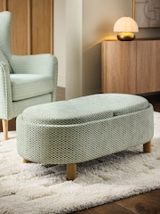 Geo Chenille Green Ashton Upholstered Large Storage Stool - Image 1 of 11