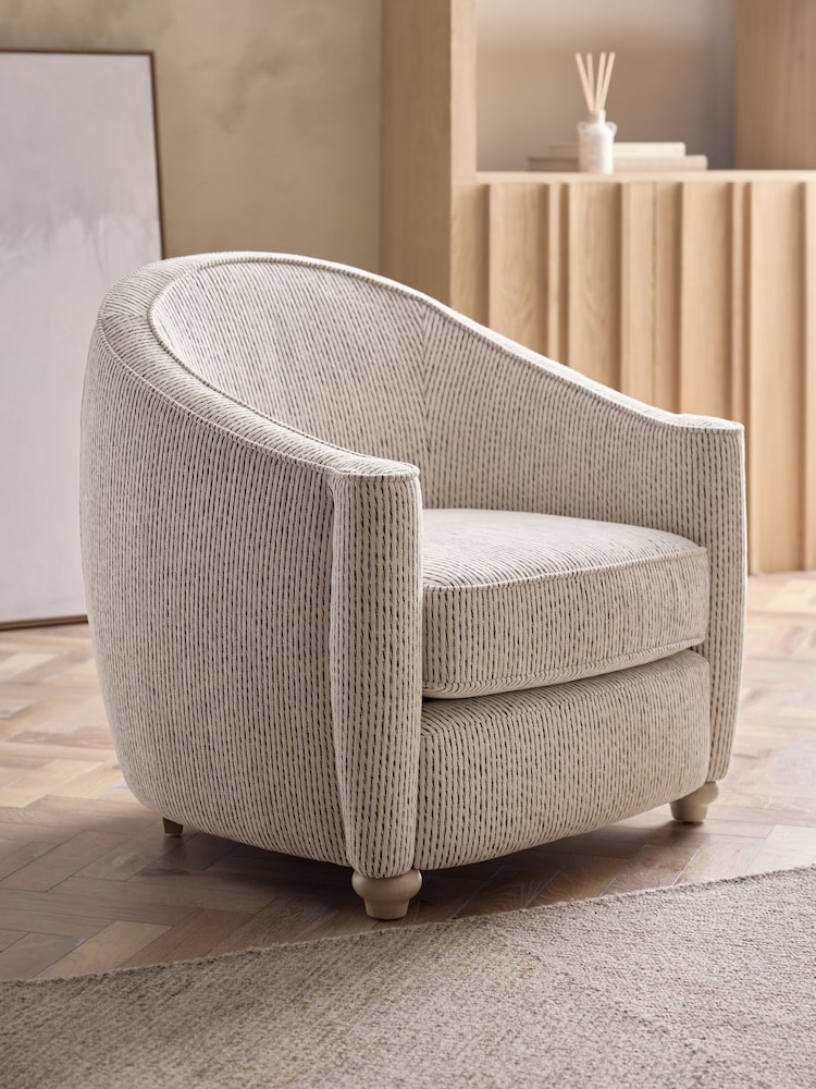 Contrast Chenille Stripe Black and Cream Kingham Accent Chair - Image 1 of 11