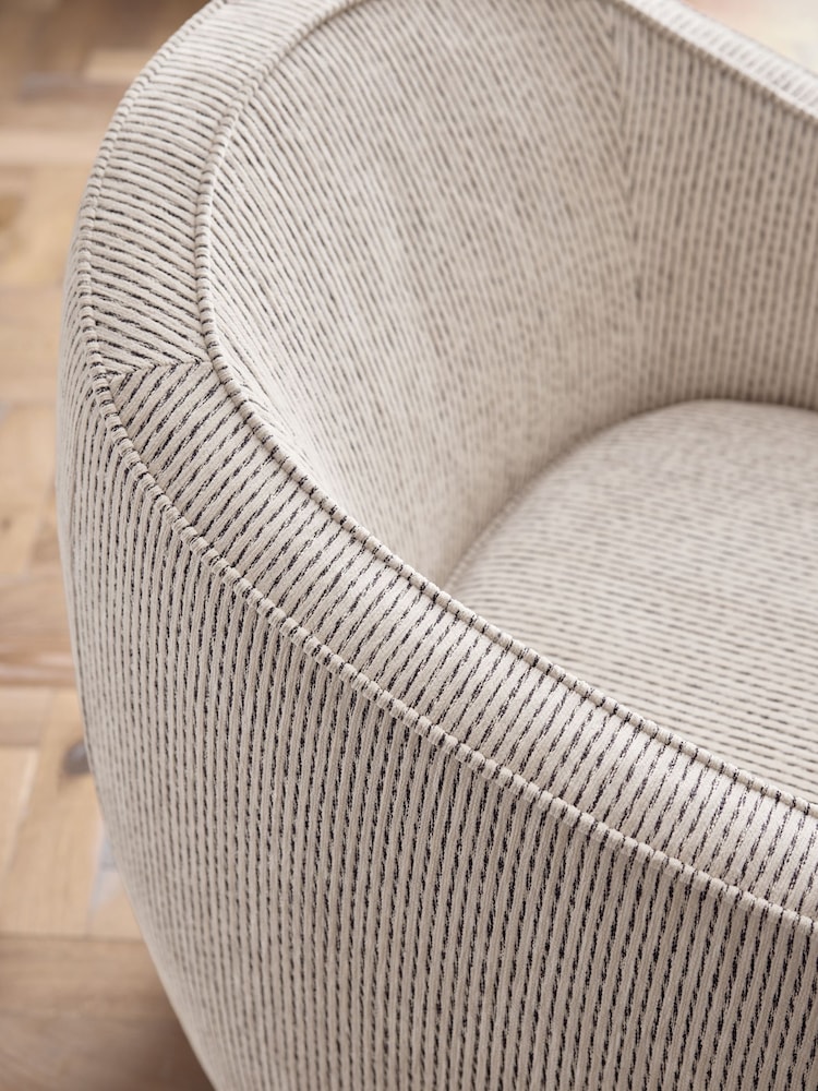 Contrast Chenille Stripe Black and Cream Kingham Accent Chair - Image 2 of 11