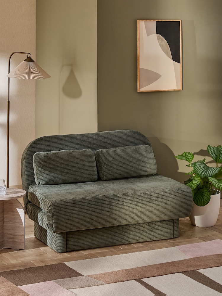 Relaxed Chenille Cord Forest Green Palma Double Storage Sofa Bed - Image 1 of 13 Relaxed Chenille Cord Forest Green Palma Double Storage Sofa Bed - Image 1 of 13