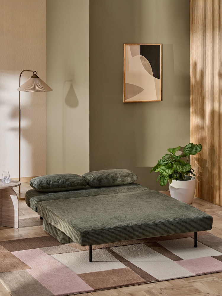 Relaxed Chenille Cord Forest Green Palma Double Storage Sofa Bed - Image 2 of 13 Relaxed Chenille Cord Forest Green Palma Double Storage Sofa Bed - Image 2 of 13