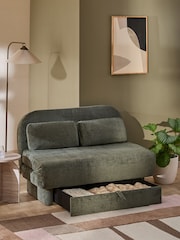 Relaxed Chenille Cord Forest Green Palma Double Storage Sofa Bed - Image 4 of 13