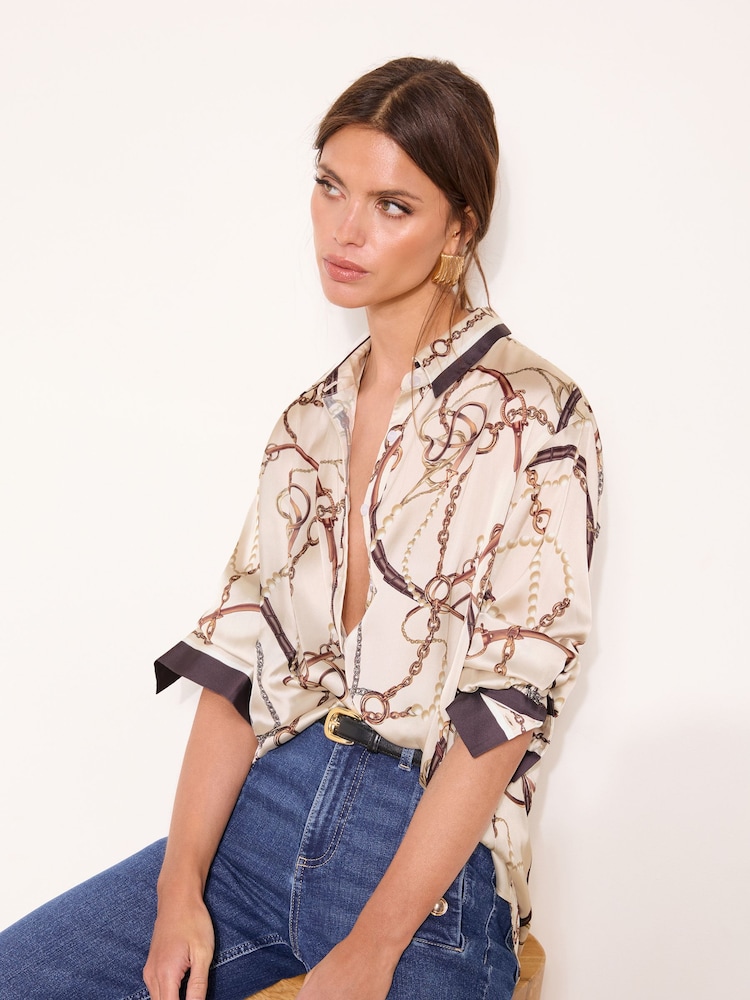 Cream Chain Print - Lipsy Gestreiftes Hemd - Bild 1 von 4