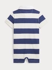 Polo Ralph Lauren Blue Striped Cotton Rugby Shortall Babygrow - Image 2 of 3
