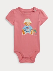 Polo Ralph Lauren Pink Polo Bear Babygrow - Image 1 of 3