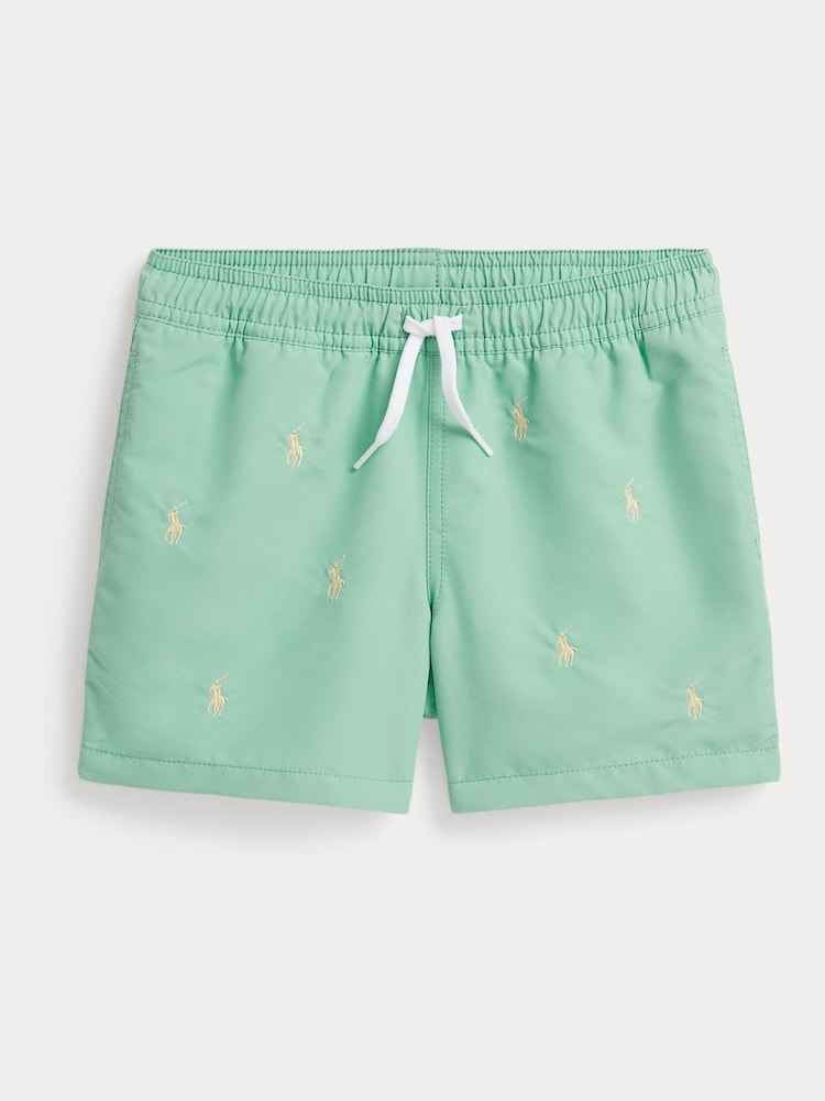 Polo Ralph Lauren Green All-Over-Pony Print Traveler Swimshorts - Image 1 of 2